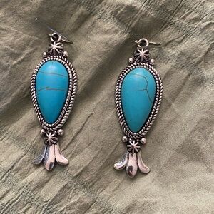 Turquoise and Silver Dangle Earrings